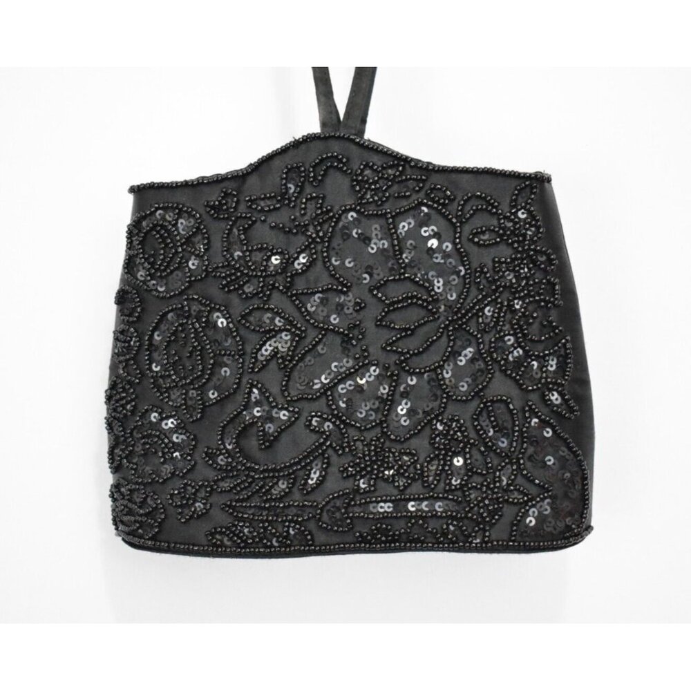 Vintage Beaded Evening Handbag Purse Satchel Satin Crossbody Fairy Y2K Art Deco